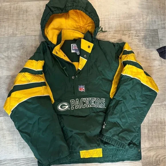 STARTER Green and Yellow Hooded Jacket - Picture 2 of 2